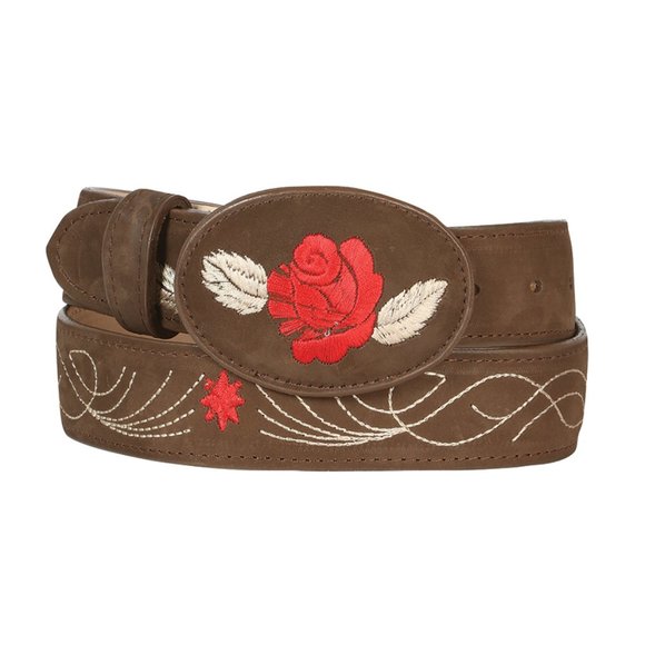 Women's Genuine Western Nubuck Embroidered Belt Floral | Cinto Vaquero Para Dama - Picture 4 of 10